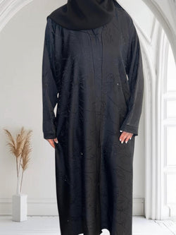 Abaya brodée Nour noire mate