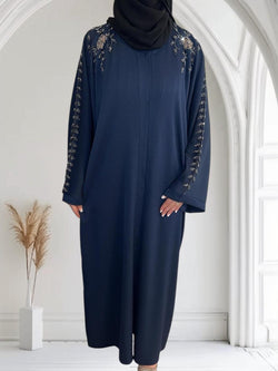 Abaya perlée bleue nuit
