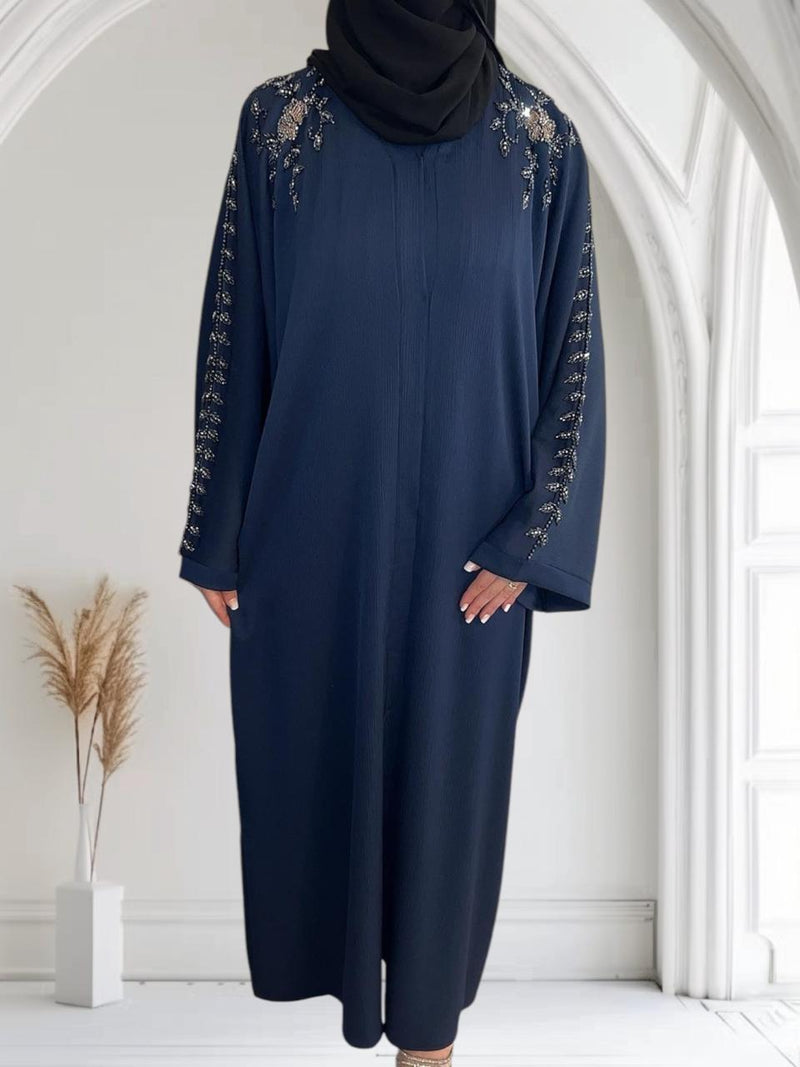Abaya perlée bleue nuit