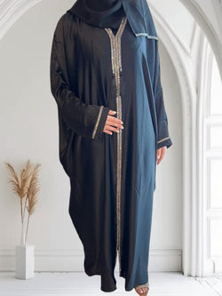 Abaya Farasha en satin noire