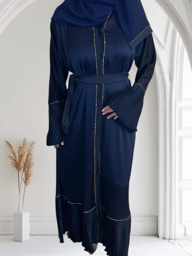 Abaya plissée Fatima bleue marine