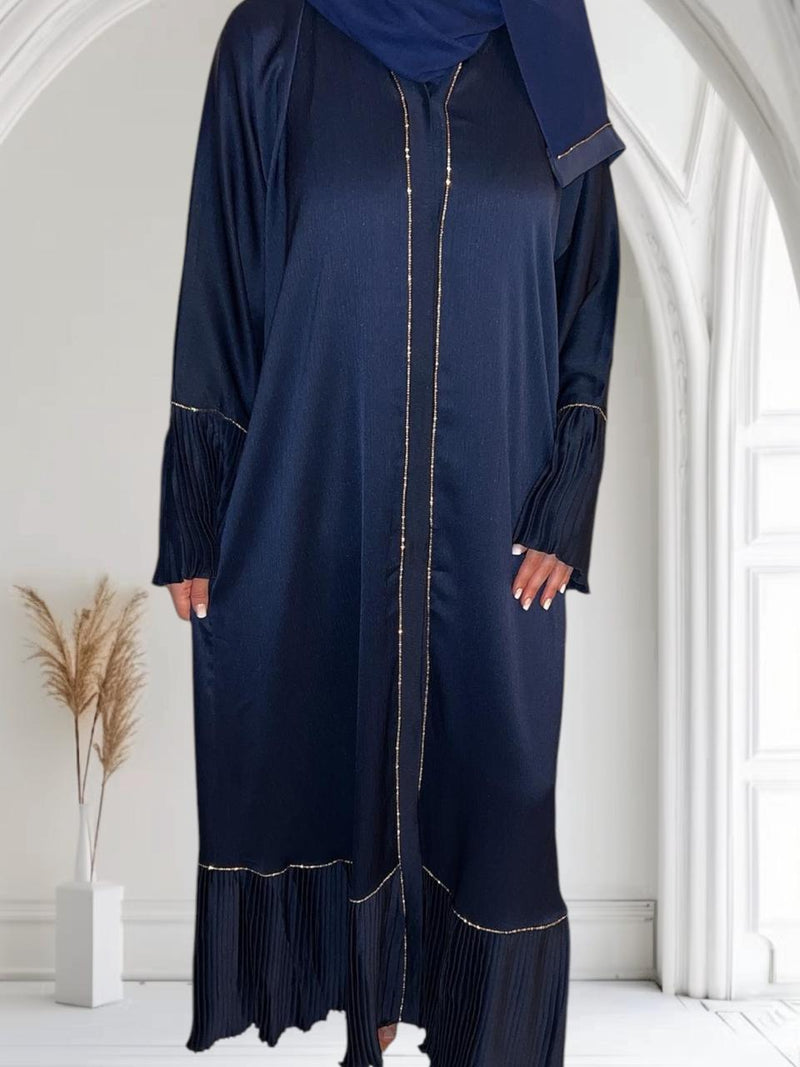 Abaya plissée Fatima bleue marine