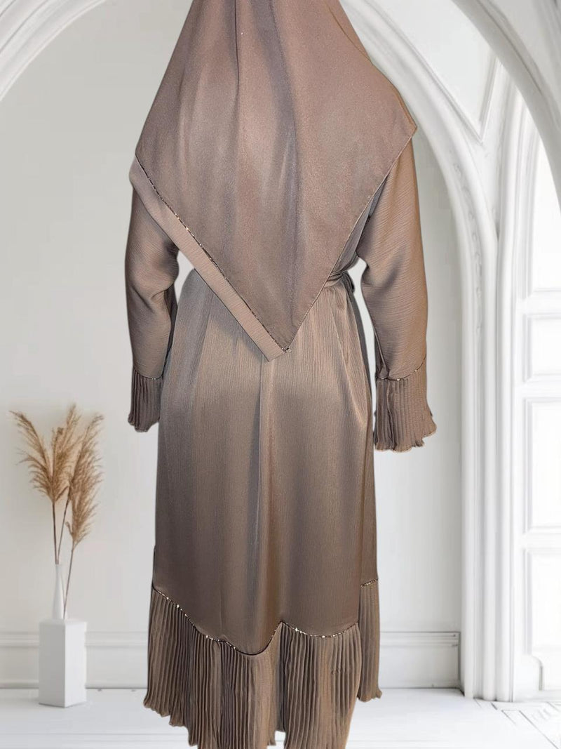Abaya plissée Fatima nude