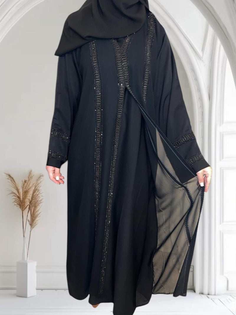 Abaya double Amina noire