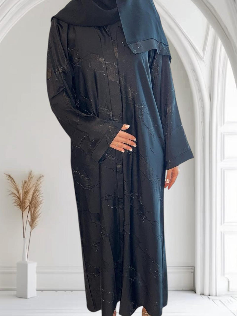 Abaya brodée Nour noire scintillante