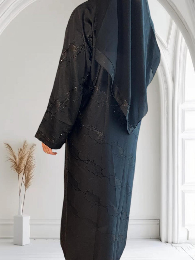 Abaya brodée Nour noire scintillante