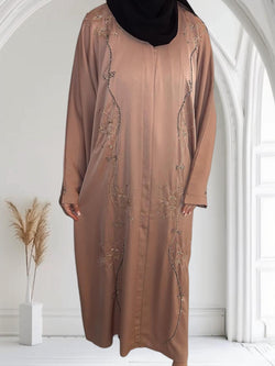 Abaya perlée saumon fermée