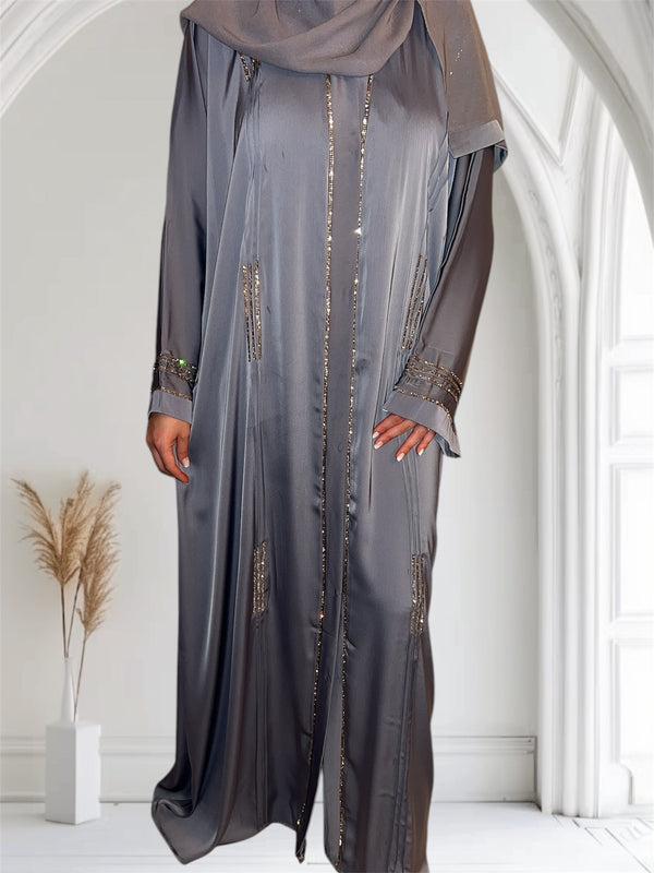 Abaya Manel gris bleuté