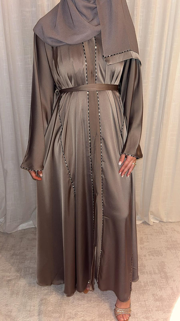 Abaya Amel marron taupe