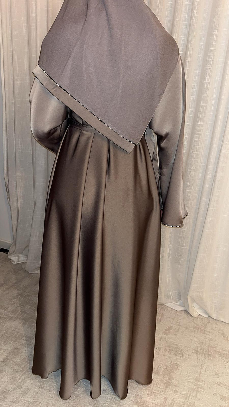 Abaya Amel marron taupe