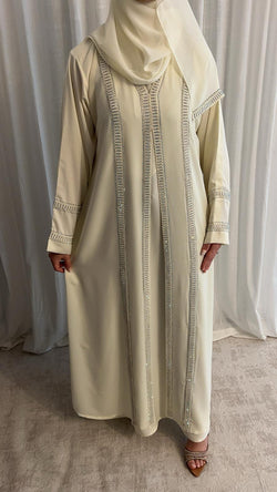 Abaya double Amina blanc cassée