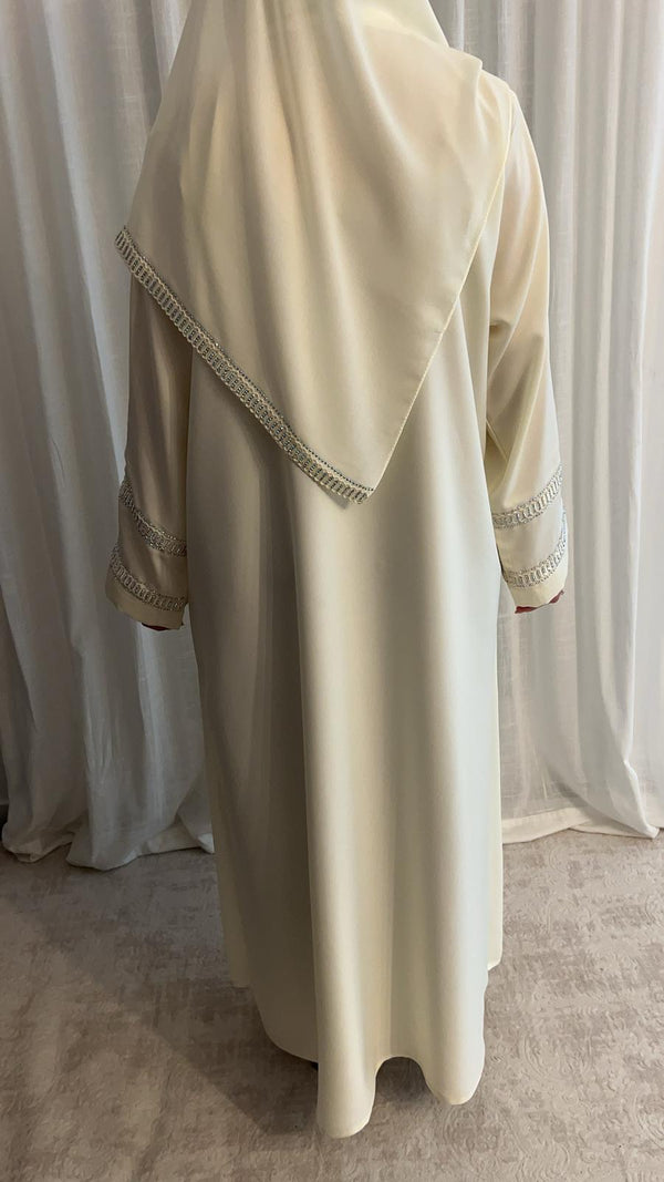 Abaya double Amina blanc cassée