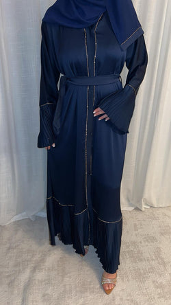 Abaya plissée Fatima bleue marine