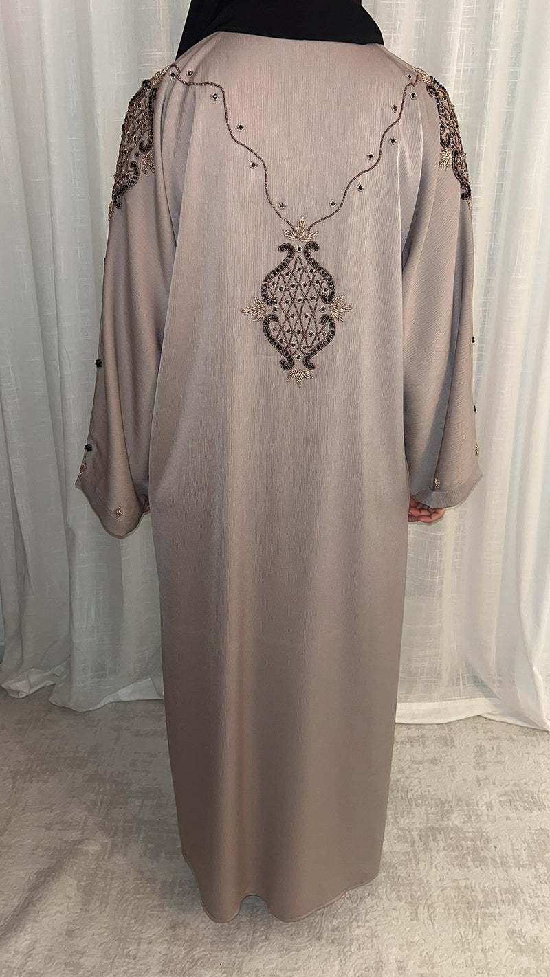 Abaya perlée nude claire