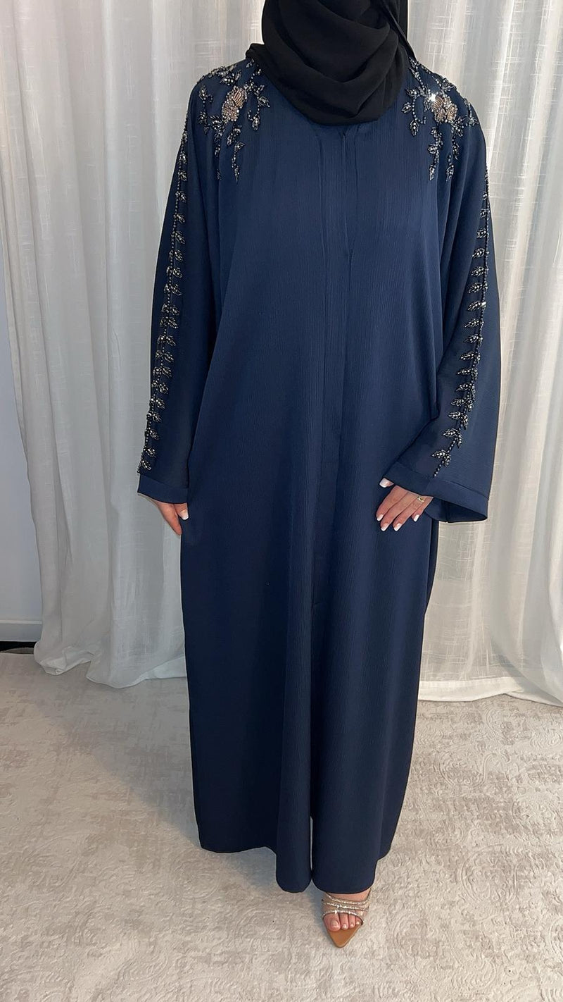 Abaya perlée bleue nuit