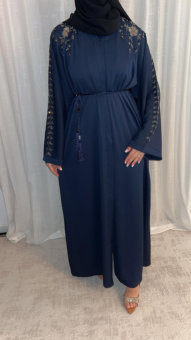 Abaya perlée bleue nuit